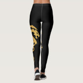 Minimalistische Enchanted Gold Black Magic Dragon Leggings (Achterkant)
