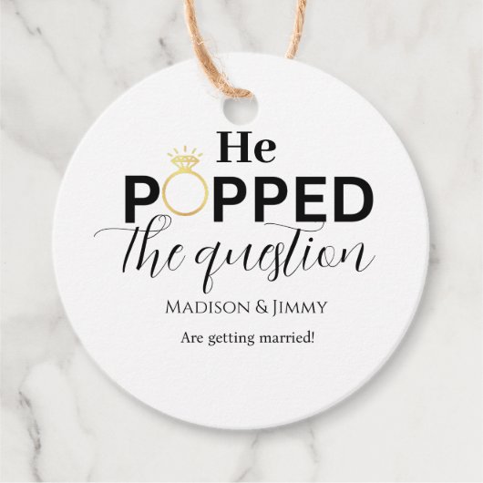 Minimalistische Engagement partij hij stelde de vr Bedankjes Labels (Voorkant)