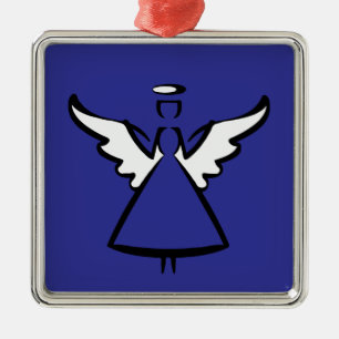 Minimalistische engelenvleugels & halo   Modern gr Metalen Ornament