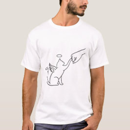 Minimalistische engelkat & menselijke vuiststoot t-shirt