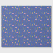 Minimalistische Engelse Violet Floral Blue achterg Cadeaupapier (Vlak)