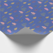 Minimalistische Engelse Violet Floral Blue achterg Cadeaupapier (Hoek)