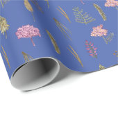 Minimalistische Engelse Violet Floral Blue achterg Cadeaupapier (Rol Hoek)
