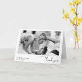 Minimalistische enkele foto bruiloft dank u kaart (Gele Bloem)