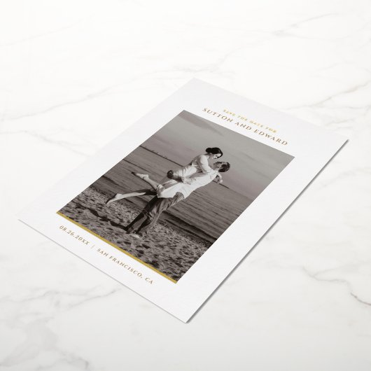 Minimalistische enkelvoudige foto-folie folie uitnodiging (Gedraaid)