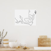 Minimalistische enkelvoudige magnolia-omtrek poster (Keuken)