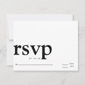 minimalistische enkelvoudige zwart-witte vetgedruk RSVP kaartje (Voorkant)