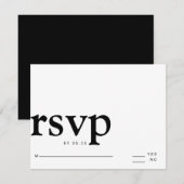 minimalistische enkelvoudige zwart-witte vetgedruk RSVP kaartje (Voorkant / Achterkant)