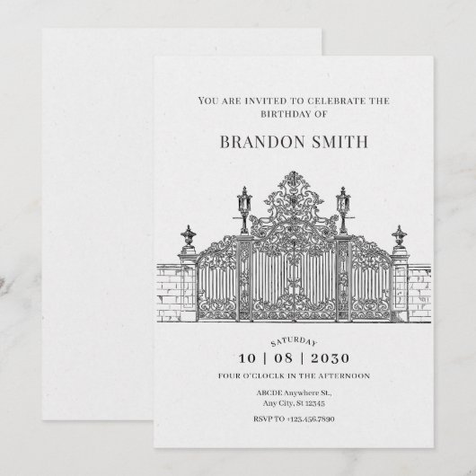 Minimalistische  entree Gate art birthday Kaart (Voorkant / Achterkant)