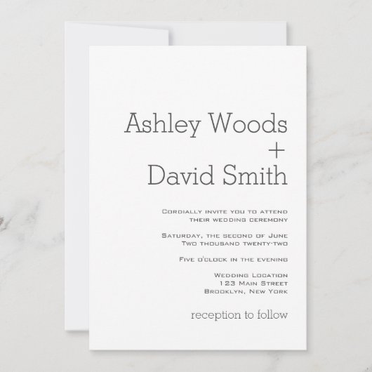 Minimalistische essentiële trouwuitnodiging kaart (Voorkant)