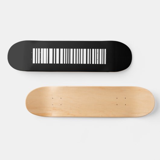 Minimalistische esthetiek met streepjescode persoonlijk skateboard (Horizontaal)