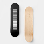 Minimalistische esthetiek met streepjescode persoonlijk skateboard (Voorkant)