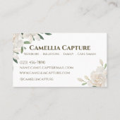 Minimalistische esthetische elegante bloem witte r visitekaartje (Achterkant)