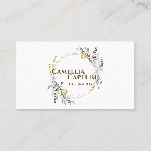 Minimalistische esthetische elegante bloem witte r visitekaartje (Voorkant)