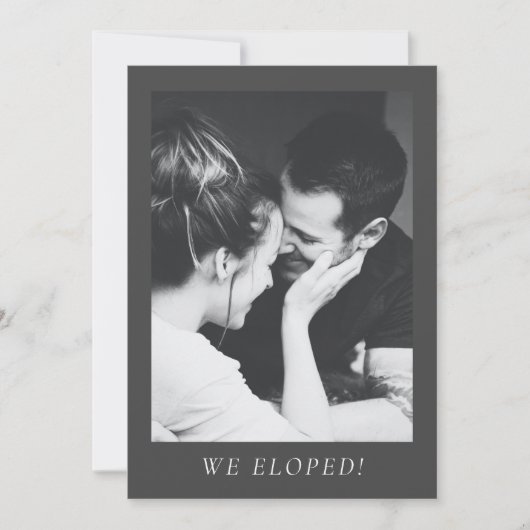 Minimalistische esthetische foto-elopement-partijh kaart (Voorkant)