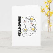 Minimalistische esthetische Hello Spring Kat & Mad Kaart (Gele Bloem)