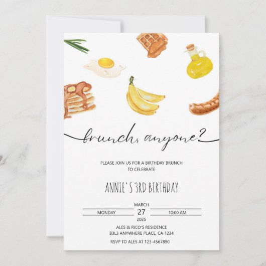 Minimalistische esthetische verjaardagsbrunch Wate Kaart (Voorkant)