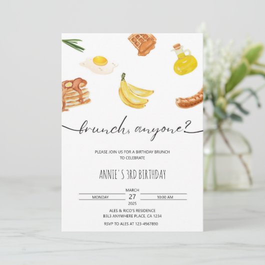 Minimalistische esthetische verjaardagsbrunch Wate Kaart (Staand voorkant)