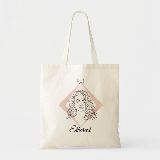 Minimalistische etherische lijnkunst vrouw tote bag (Voorkant)