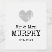 Minimalistische etiketten van Mr & Mrs.-wijnflesse (Enkel label)