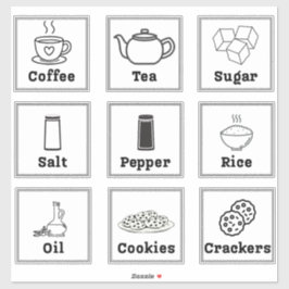 Minimalistische etiketten voor voedselopslag in de sticker