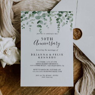 Minimalistische Eucalyptus 50ste huwelijksverjaard Kaart