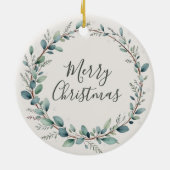 Minimalistische Eucalyptus Baby Eerste Kerstdag Keramisch Ornament (Achterkant)