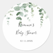 Minimalistische Eucalyptus-babyfeestfavoriet  Ronde Sticker (Voorkant)