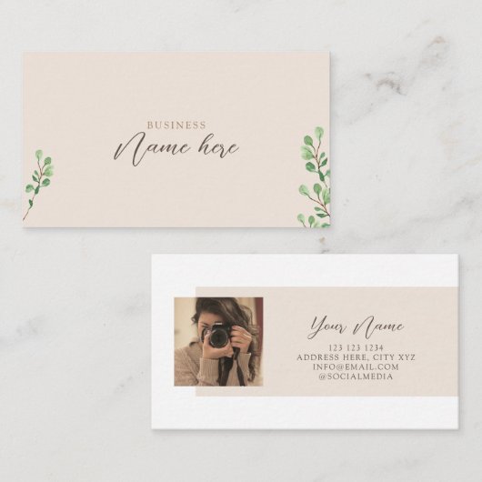 Minimalistische Eucalyptus Boho Professional Chic Visitekaartje (Voorkant / Achterkant)