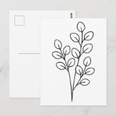 Minimalistische eucalyptus botanische lijnkunst briefkaart (Voorkant / Achterkant)