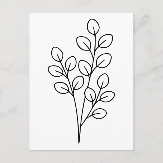 Minimalistische eucalyptus botanische lijnkunst briefkaart (Voorkant)