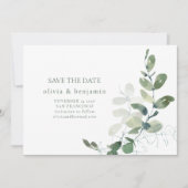 Minimalistische eucalyptus botanische Natuur Save The Date (Voorkant)