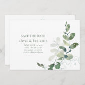 Minimalistische eucalyptus botanische Natuur Save The Date (Voorkant / Achterkant)
