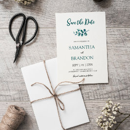 Minimalistische eucalyptus botanische rustieke gro save the date