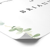 Minimalistische Eucalyptus bruiloft welkom teken Poster (Hoek)