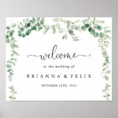 Minimalistische Eucalyptus bruiloft welkom teken Poster (Voorkant)