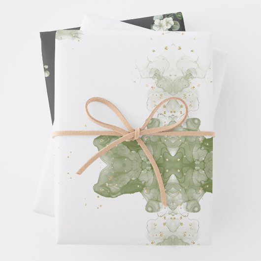 Minimalistische eucalyptus bruiloft wit grijs groe inpakpapier vel