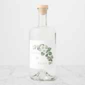 Minimalistische eucalyptus bruiloft wit likeurfles etiket (Voorkant)