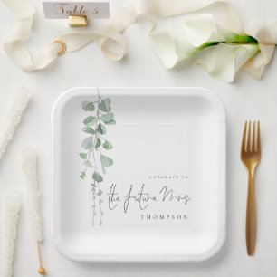 Minimalistische Eucalyptus Congrats Future Mrs Nam Papieren Bordje