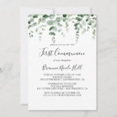 Minimalistische eucalyptus eerste communie kaart (Voorkant)