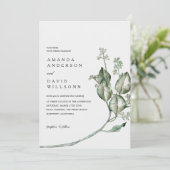 Minimalistische eucalyptus groen bruiloft kaart (Staand voorkant)