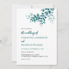 Minimalistische eucalyptus groen Bruiloft Kaart