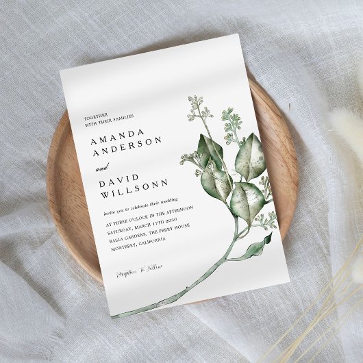 Minimalistische eucalyptus groen bruiloft kaart
