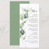 Minimalistische eucalyptus groen bruiloft menu (Voorkant / Achterkant)