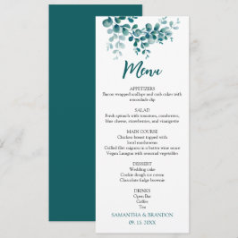 Minimalistische eucalyptus groen bruiloft menu