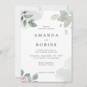 Minimalistische eucalyptus groen bruiloft uitnodig kaart (Voorkant)