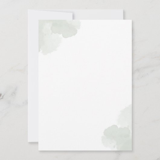 Minimalistische eucalyptus groen bruiloft uitnodig kaart (Achterkant)