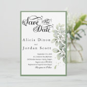 Minimalistische Eucalyptus Groene Save the Date Kaart (Staand voorkant)