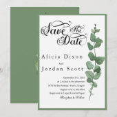 Minimalistische Eucalyptus Groene Save the Date Kaart (Voorkant / Achterkant)
