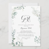 Minimalistische eucalyptus Het is een meisje Baby Kaart (Voorkant)